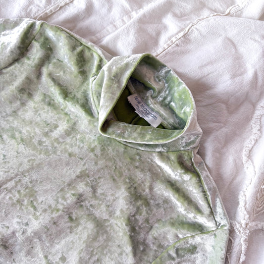 Vintage Lew Magram NY Lime Crushed Velvet Mock Turtleneck