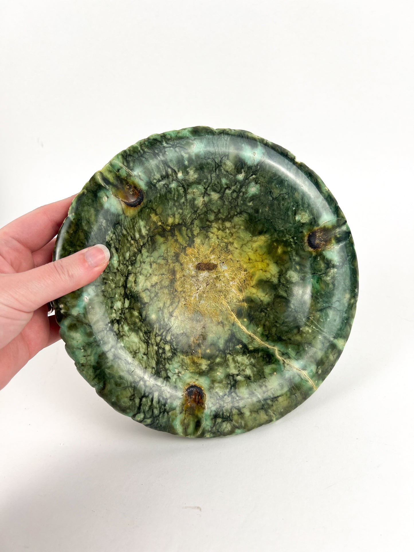 Green Raw Edge Alabaster Ashtray