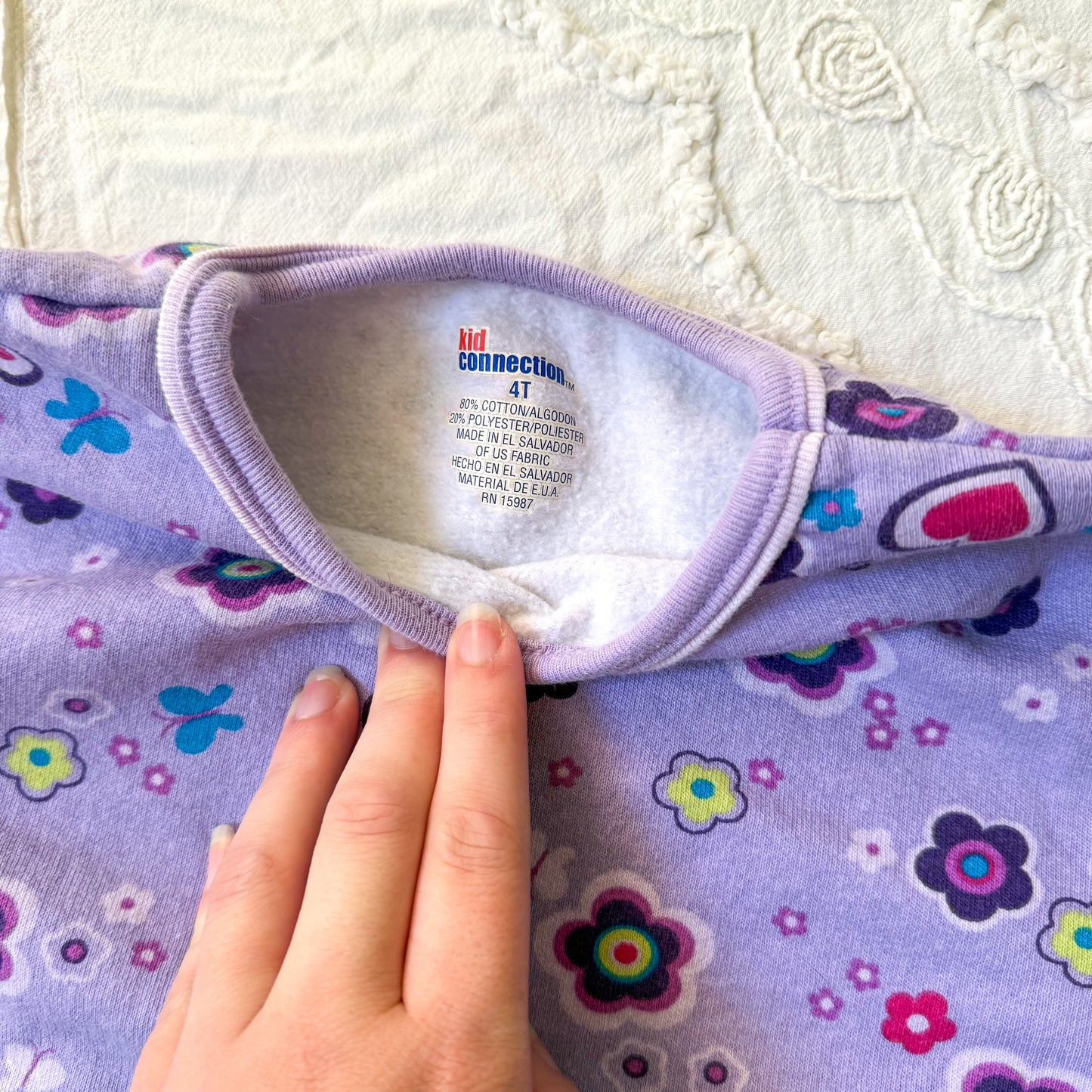 Kid Connection Purple Floral Sweater