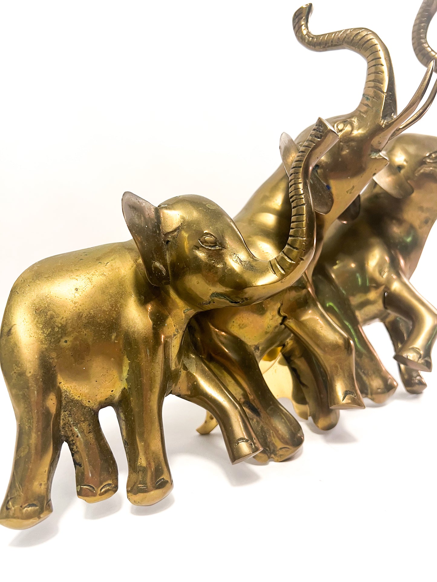 Brass Elephant Family Wall Hanging