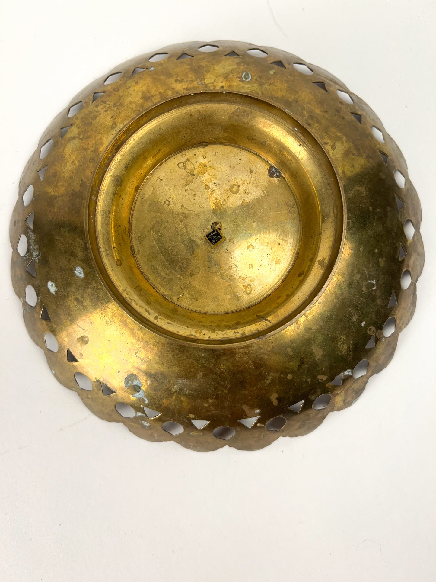 Enamel & Brass Pedestal Bowl