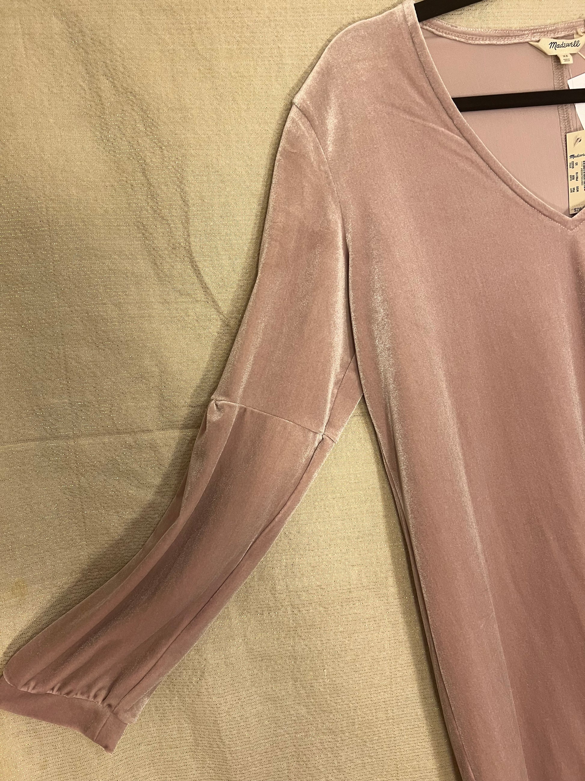 madewell pink velvet dress Madewell NWT Pink Velvet Dress