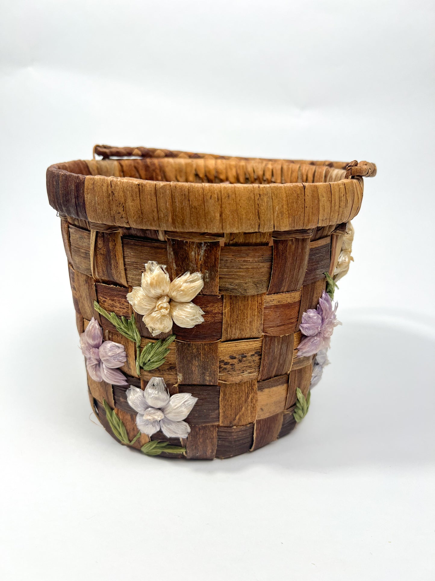 Raffia Embroidered Planter Basket