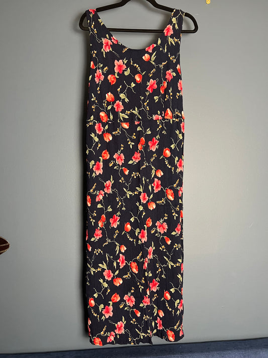 R&K Navy Dress w/ Pink Flowers