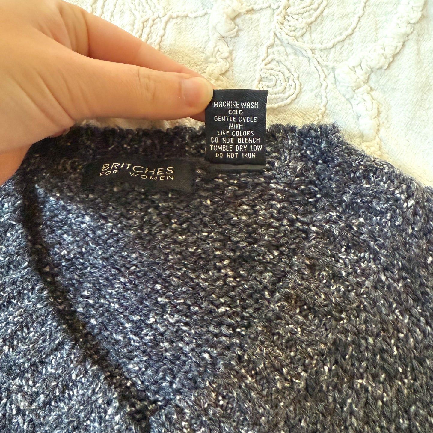 Vintage Britches for Women blue snowflake sweater