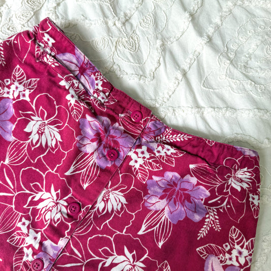 White stag pink floral skort