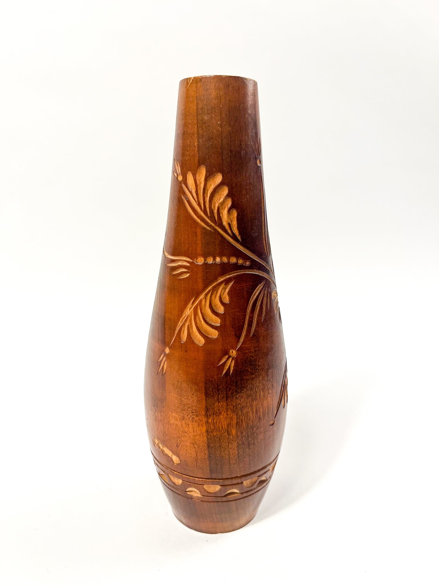 Hand Carved & Laquered Wood Vase