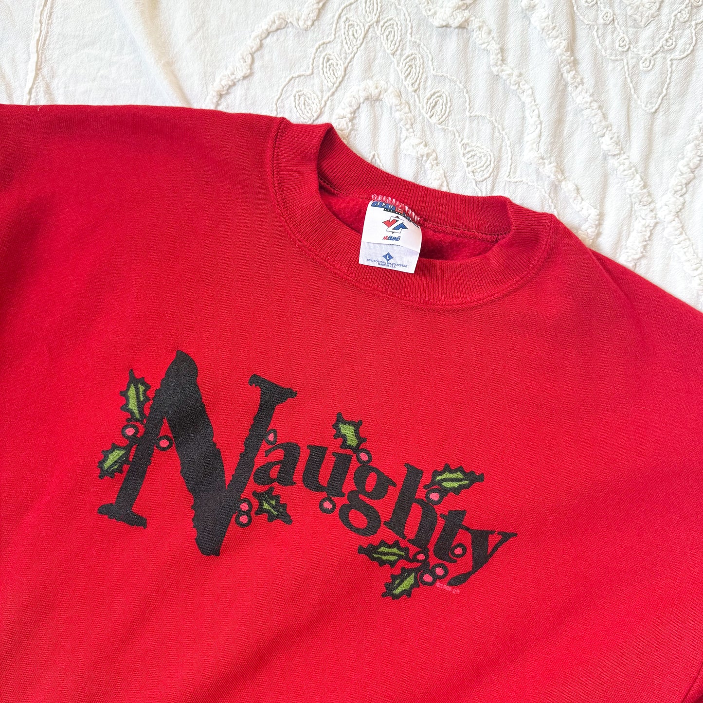 1998 Jerzees naughty red pullover sweater