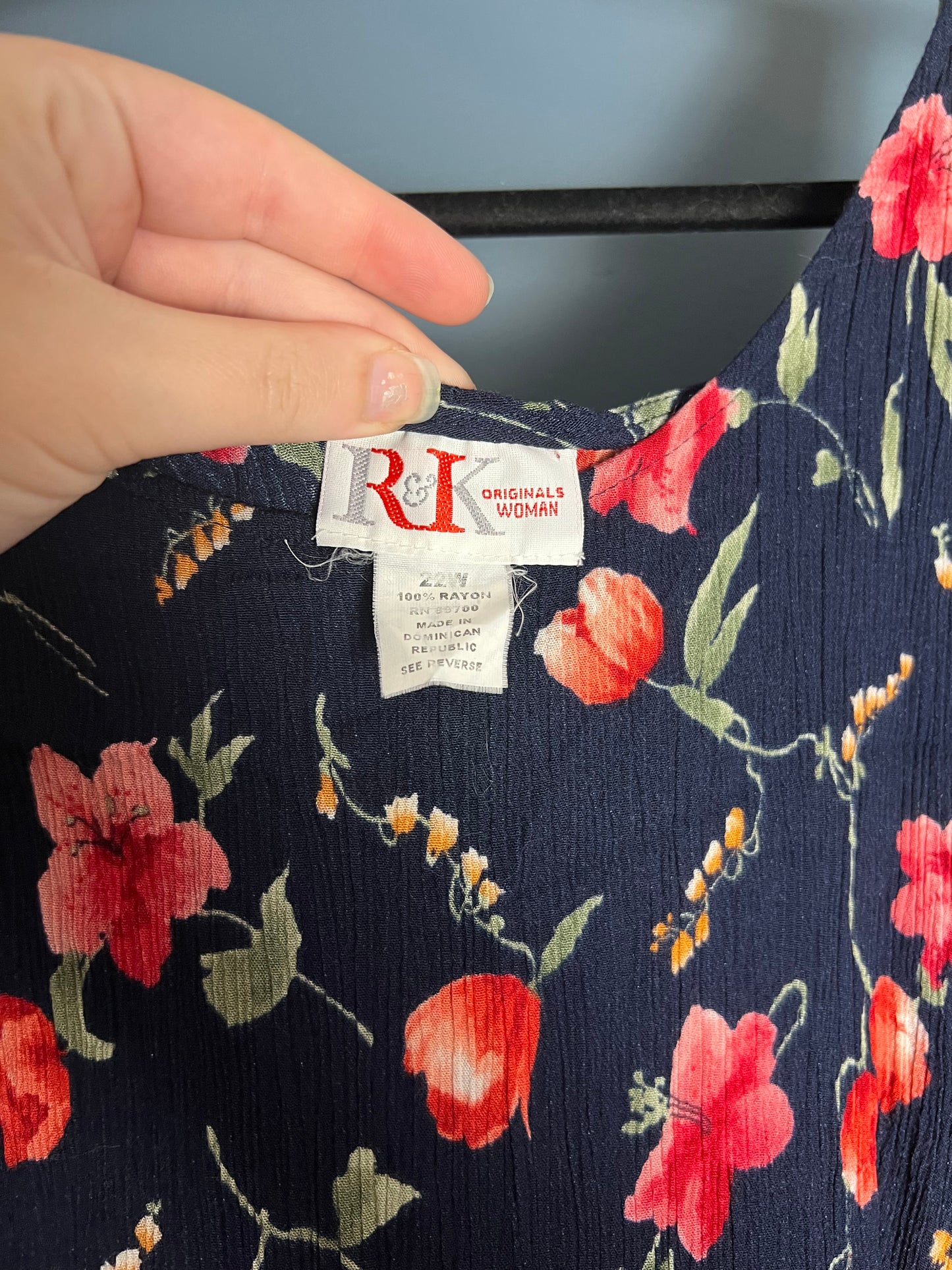 R&K Navy Dress w/ Pink Flowers