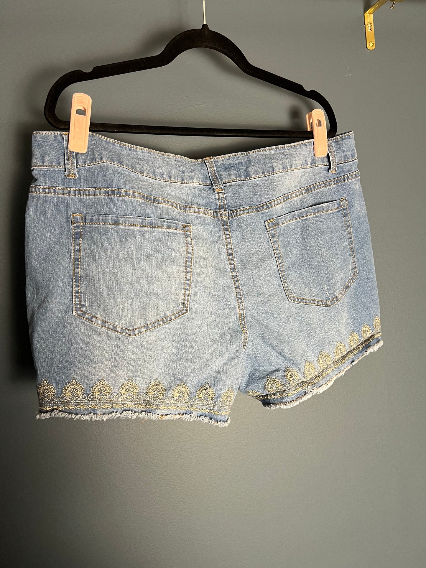 Faded Glory Embroidered Edge Denim Shorts