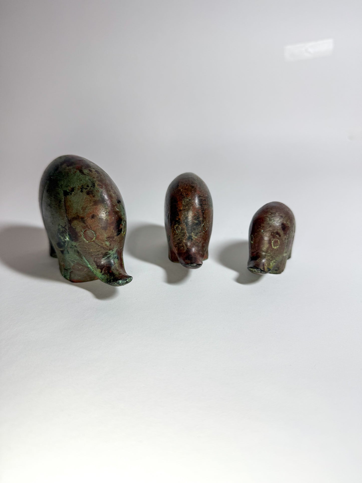 Vintage Brass elephant trio