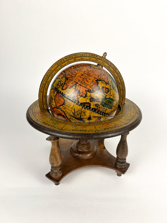 Vintage Old World Globe Music Box with Zodiac Signs