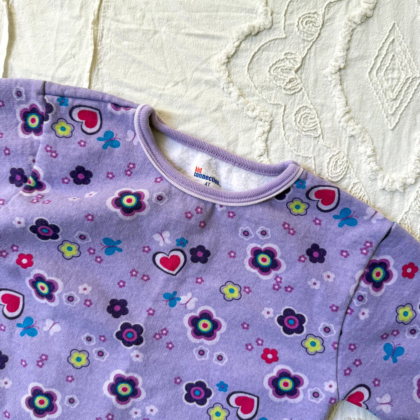 Kid Connection Purple Floral Sweater