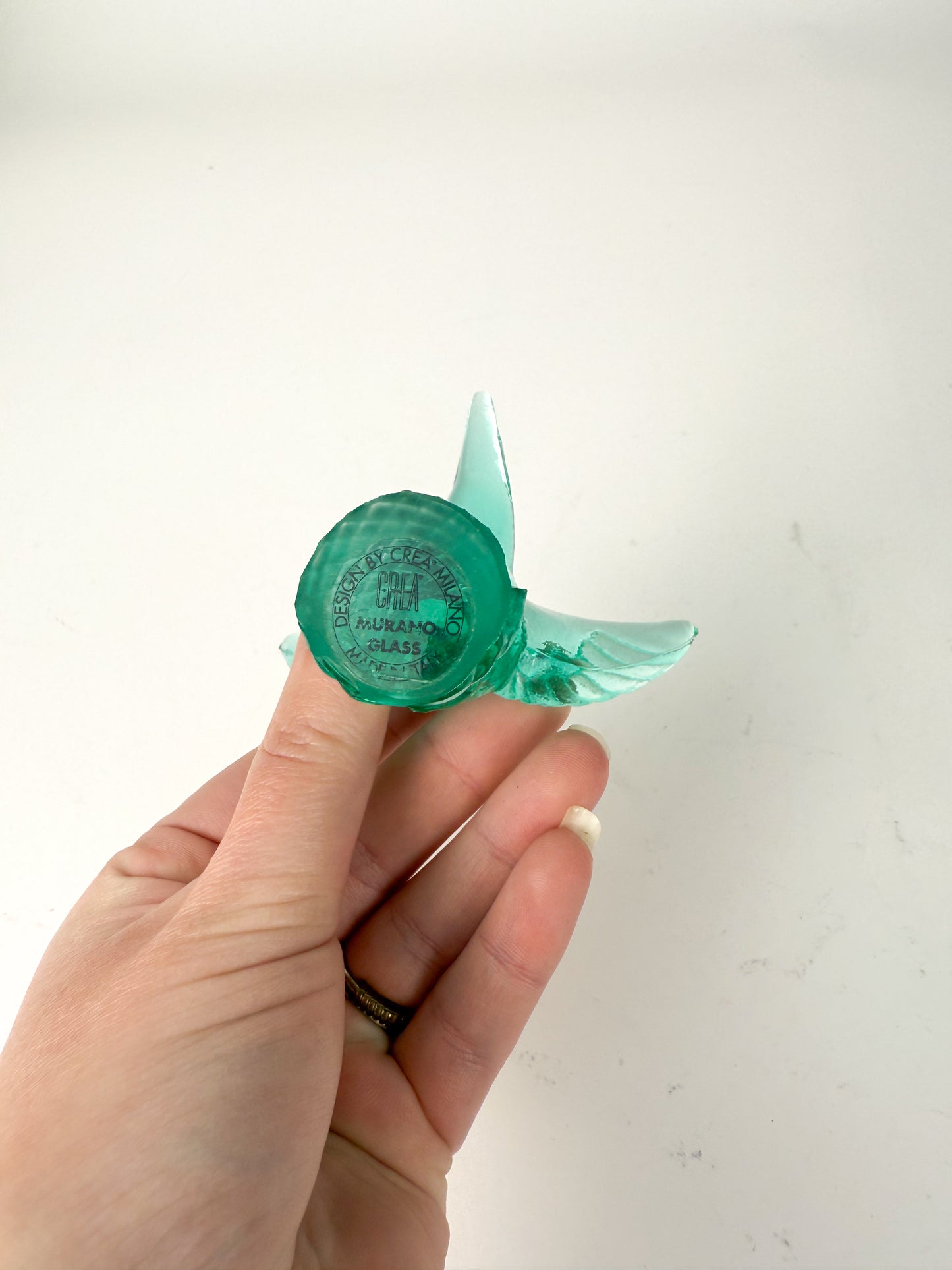 Murano green glass hummingbird