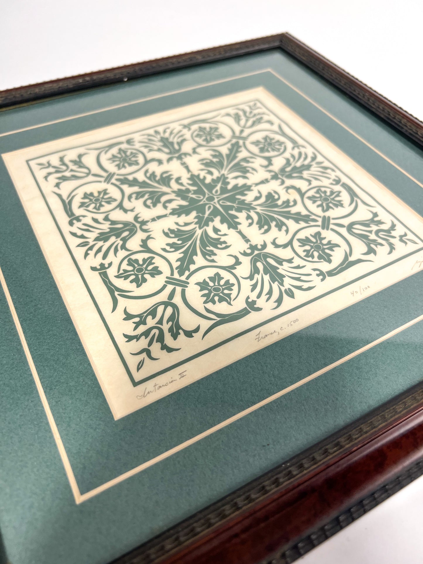 Framed Screen Print of Design for Wood Inlay