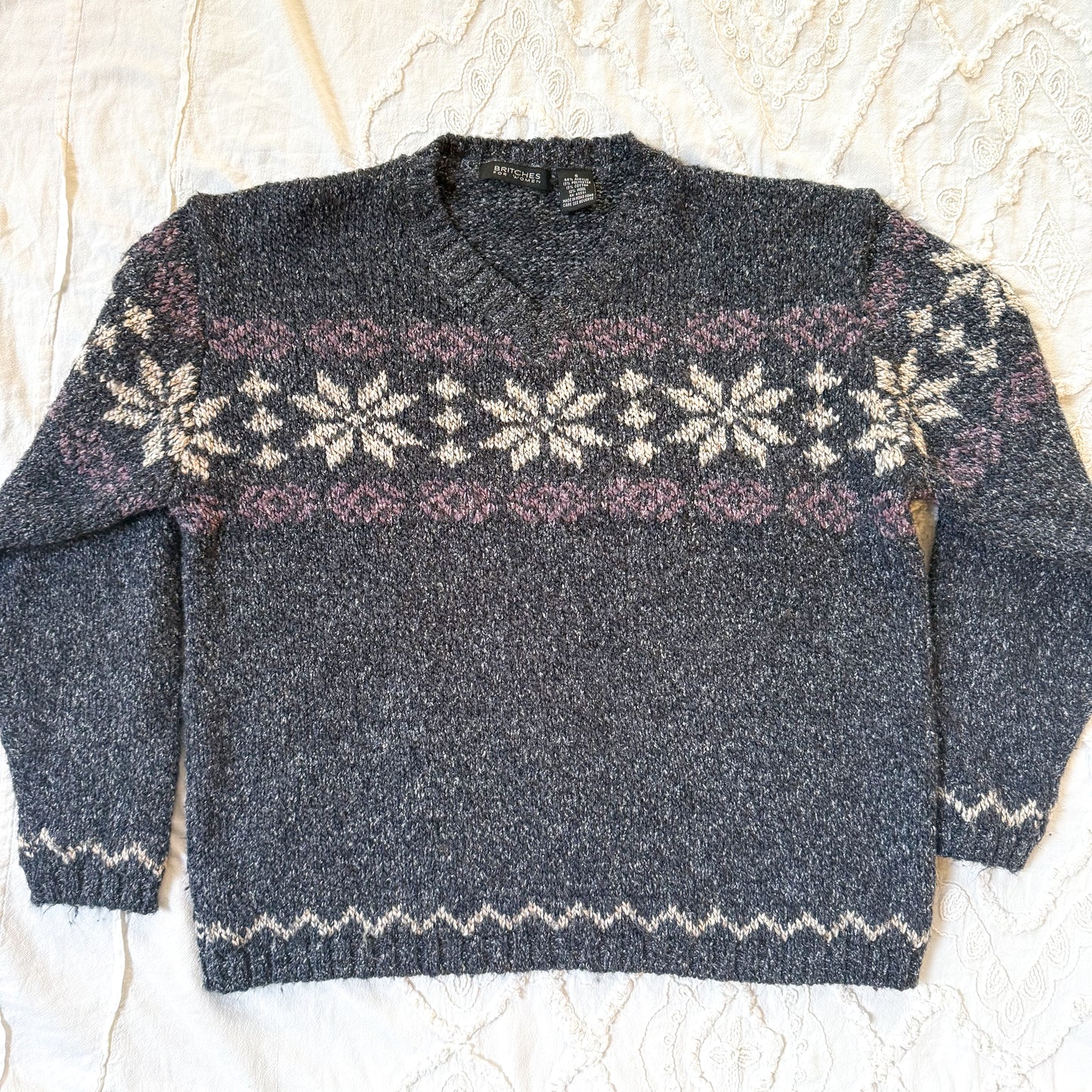 Vintage Britches for Women blue snowflake sweater