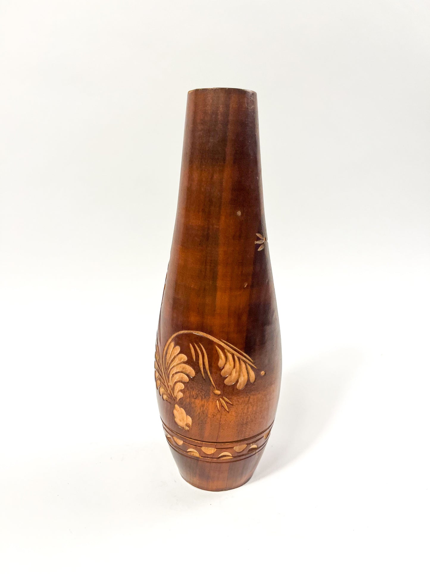 Hand Carved & Laquered Wood Vase