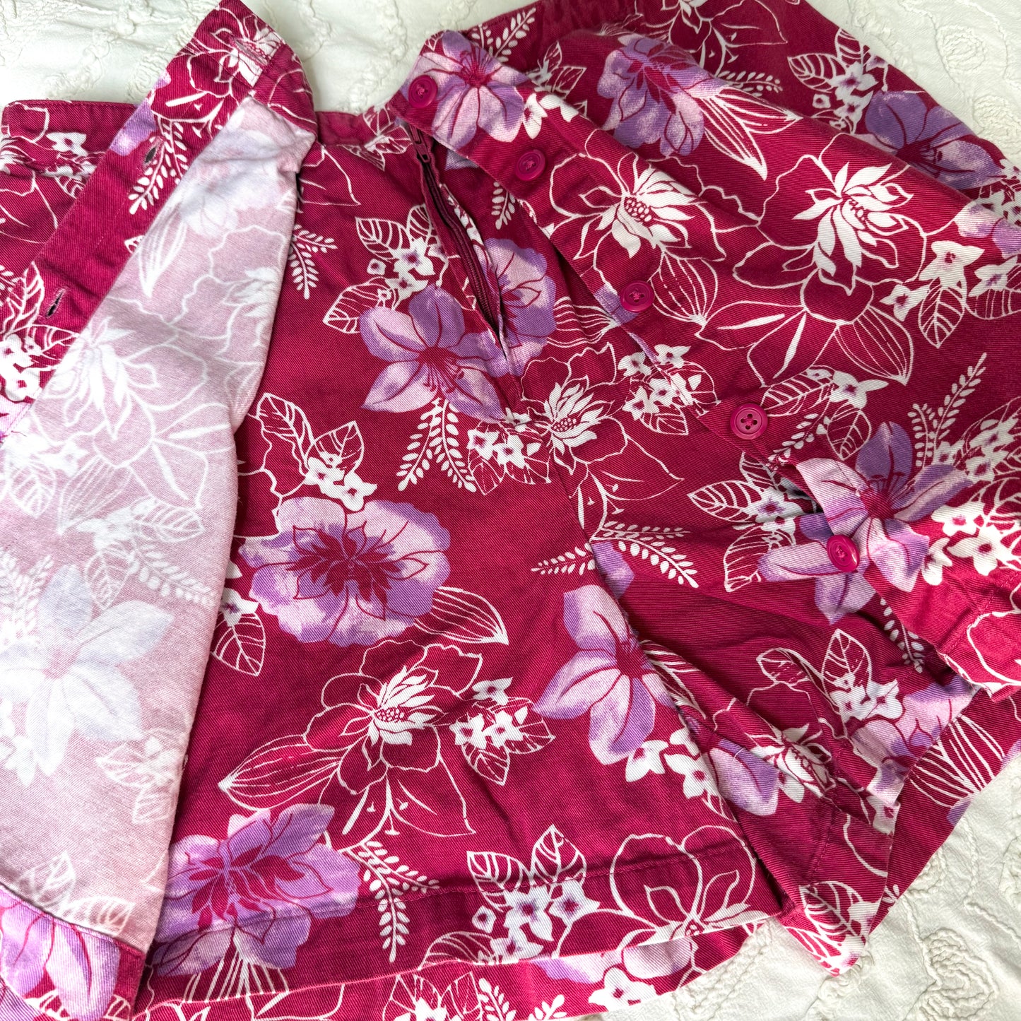 White stag pink floral skort