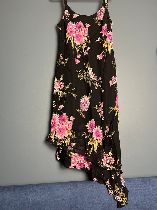 Evan-Picone Black w/ Pink Flowers Dress