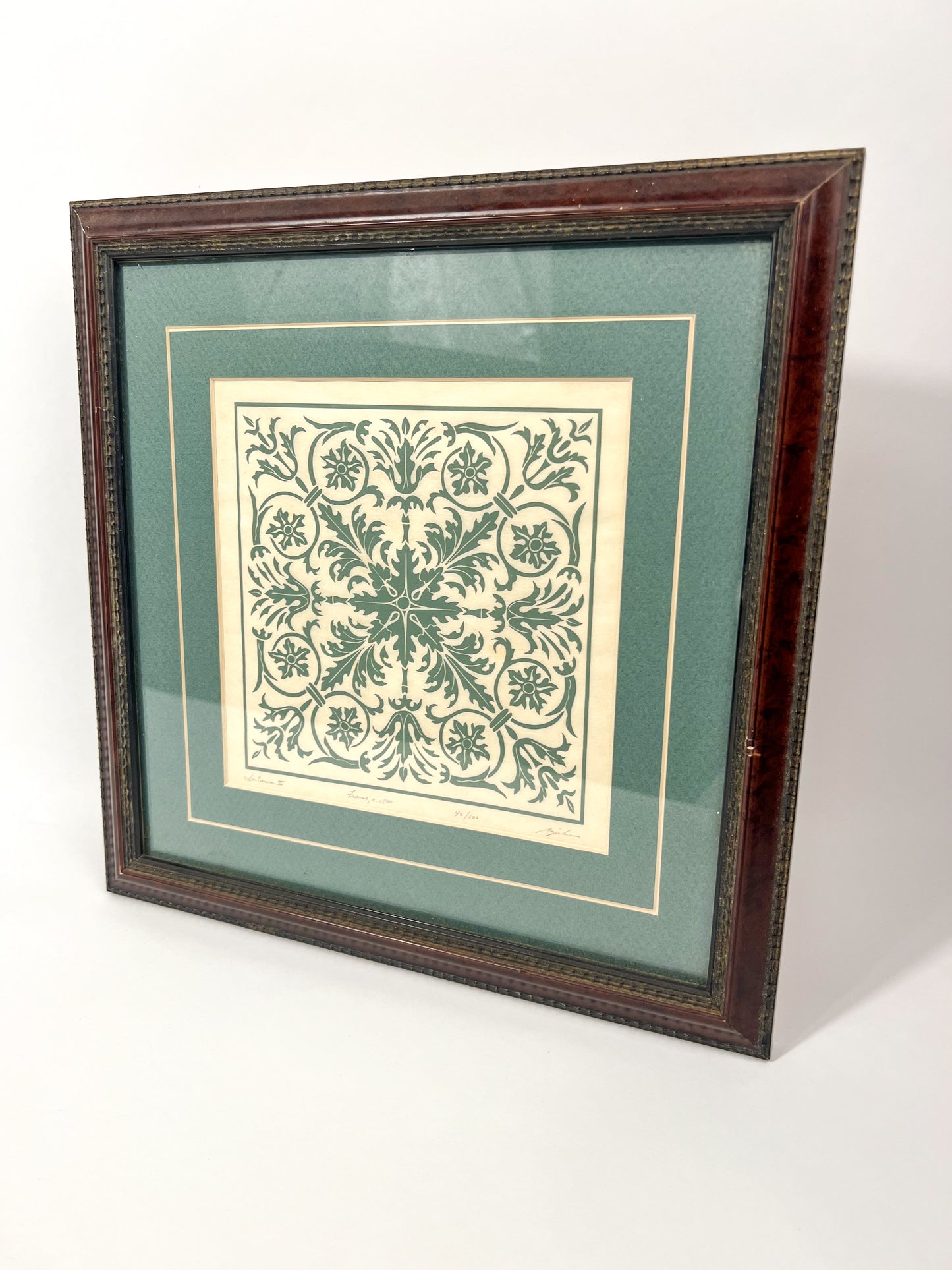 Framed Screen Print of Design for Wood Inlay