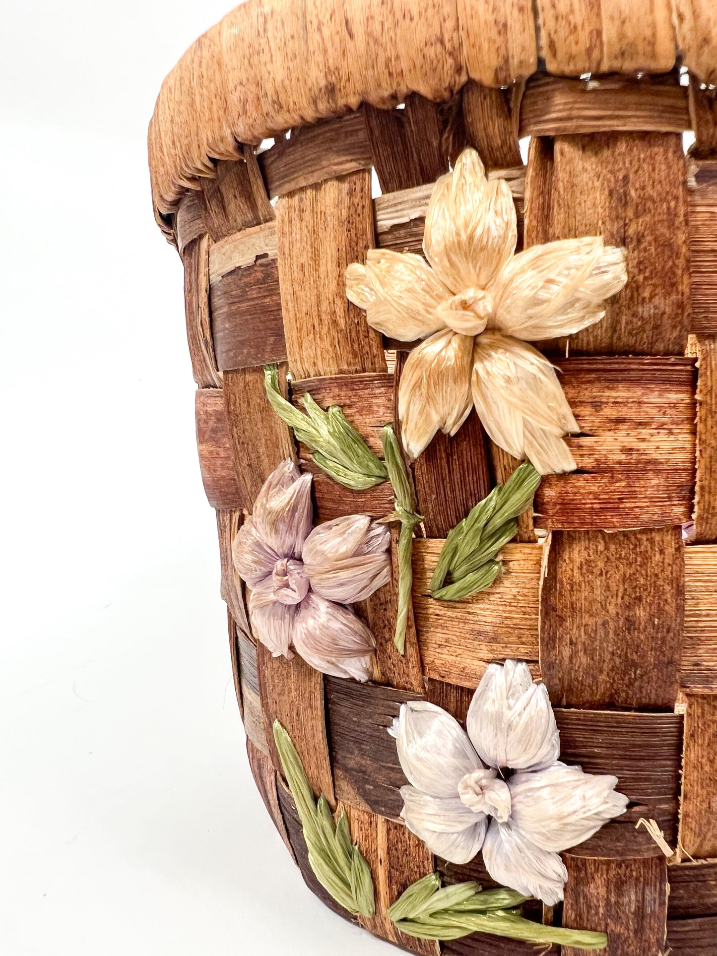 Raffia Embroidered Planter Basket