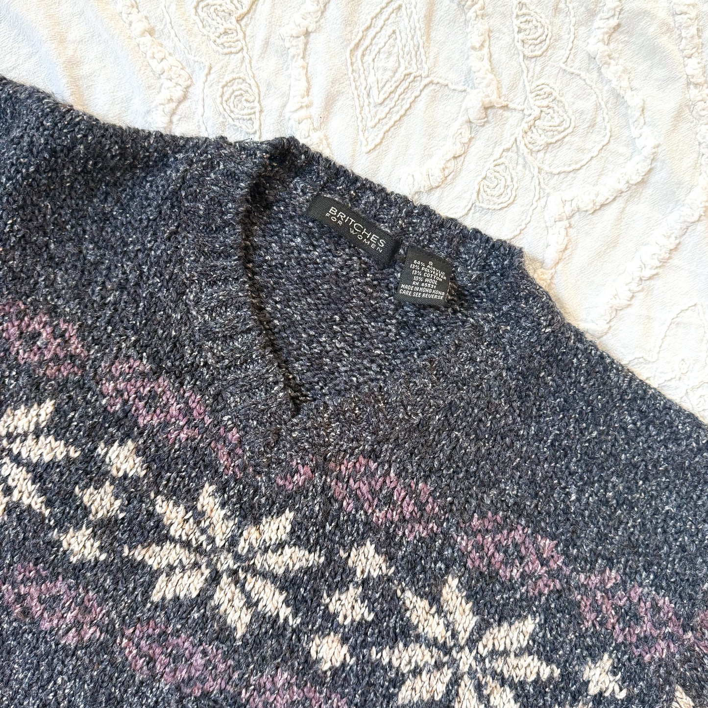 Vintage Britches for Women blue snowflake sweater