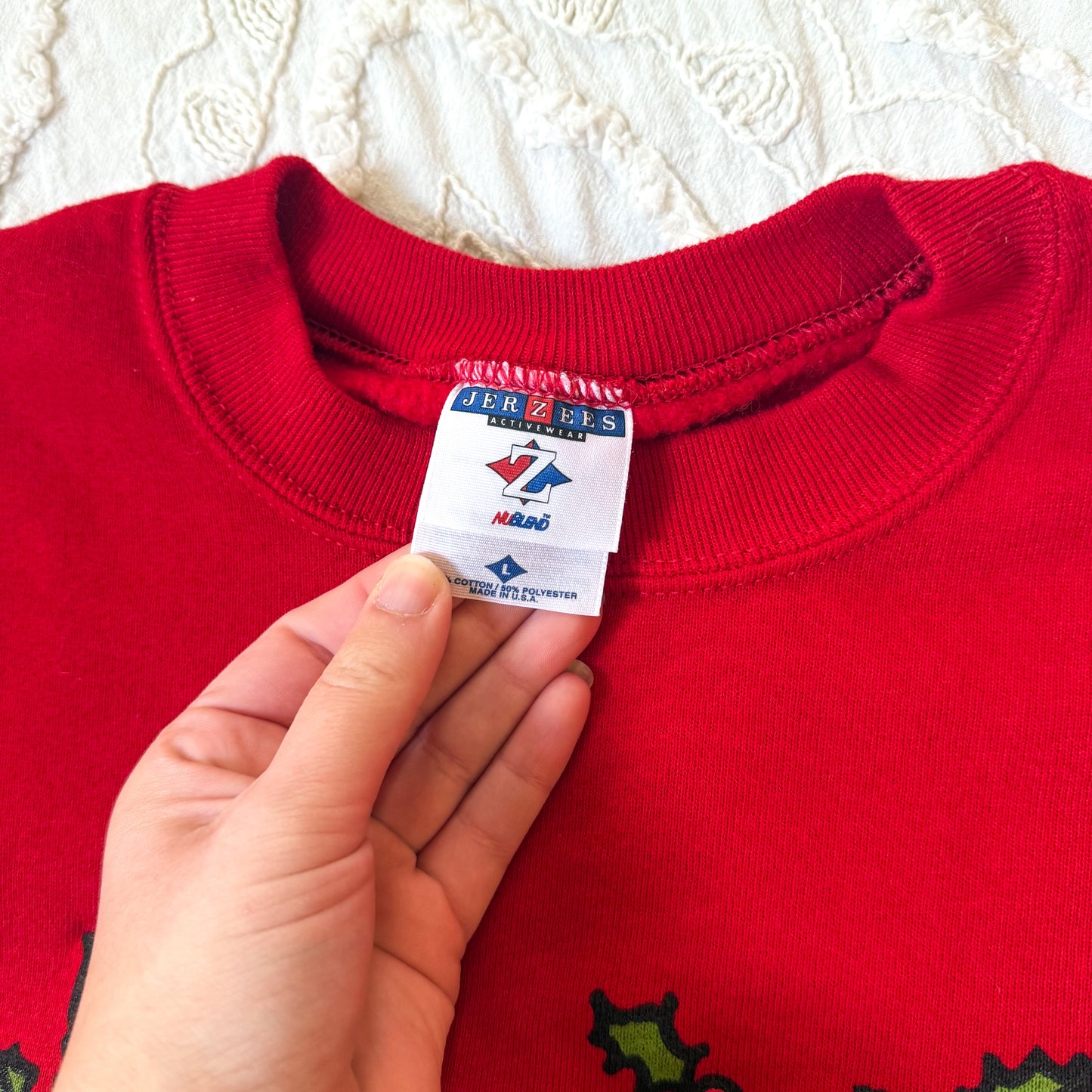 1998 Jerzees naughty red pullover sweater