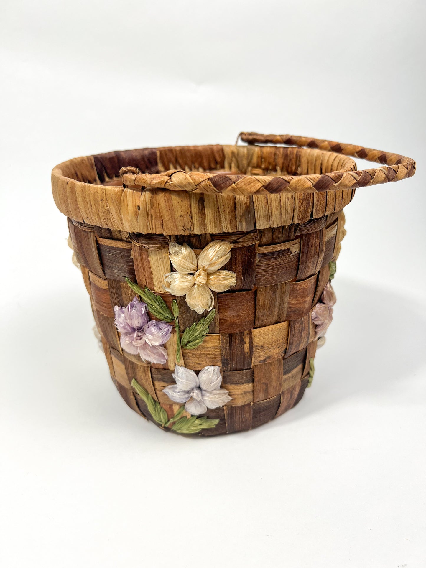 Raffia Embroidered Planter Basket