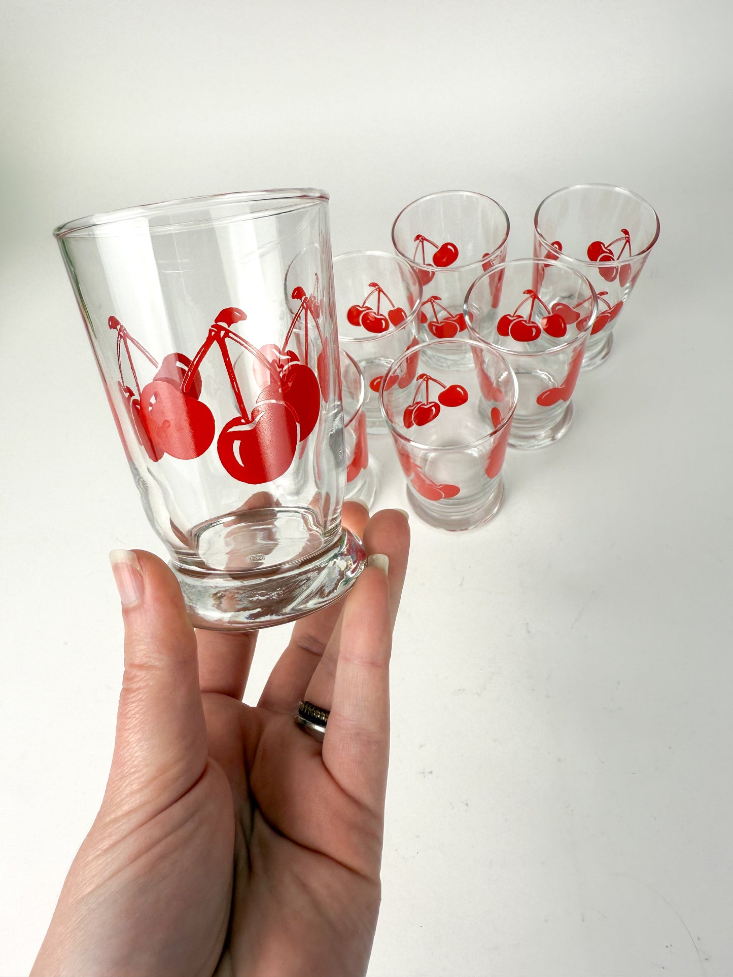 Vintage Libbey Cherry Clusters Juice Glasses - Set of 7