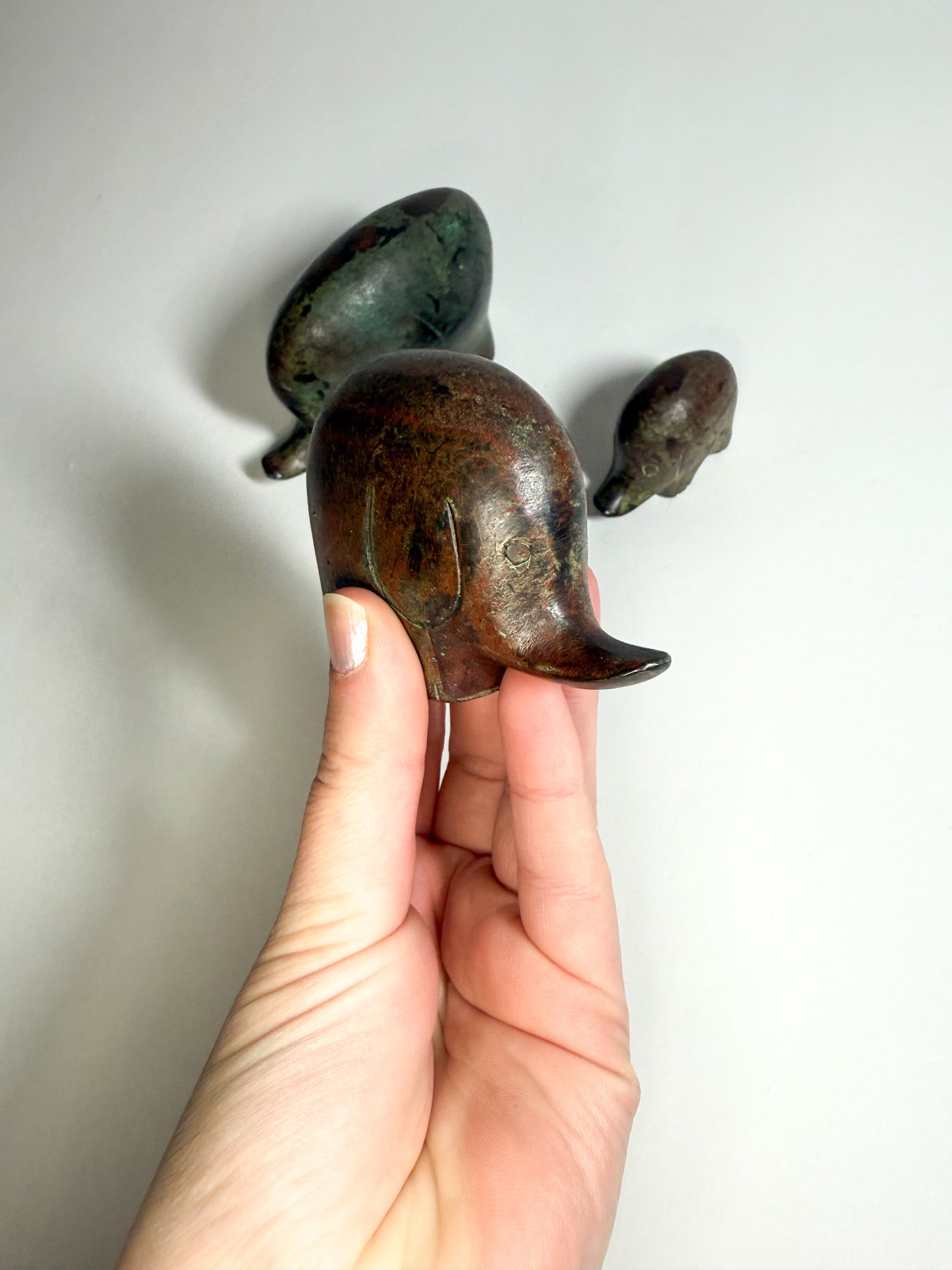 Vintage Brass elephant trio