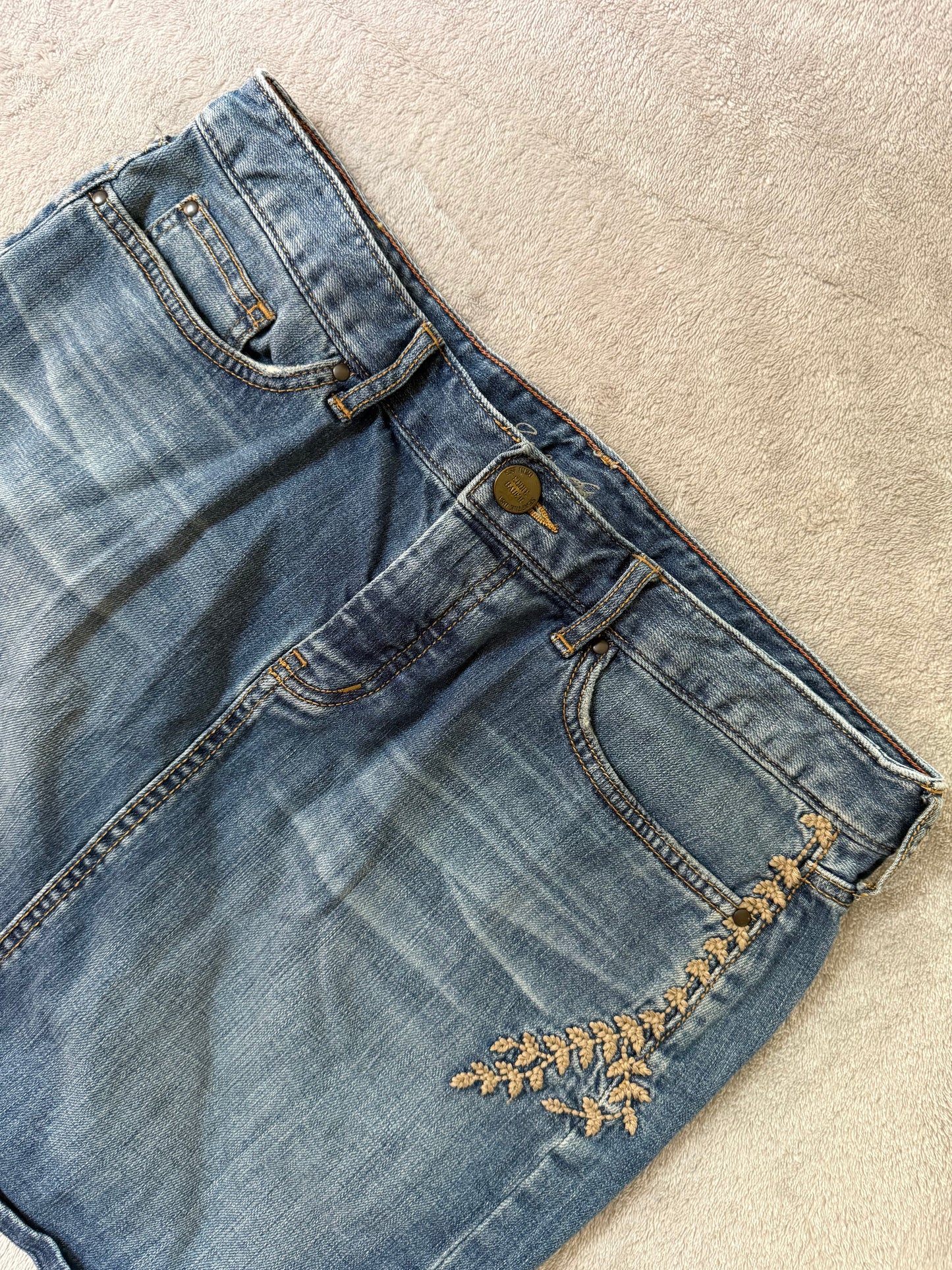 Y2K Eddie Bauer Embroidered Denim Skirt